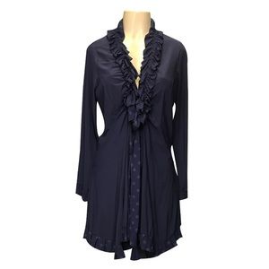 Sunlight Paris Blue Ruffle Long Sleeve Duster